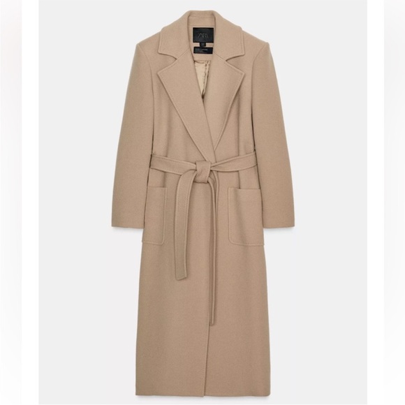 ZARA WOOL BLEND BELTED COAT - Picture 9 of 13